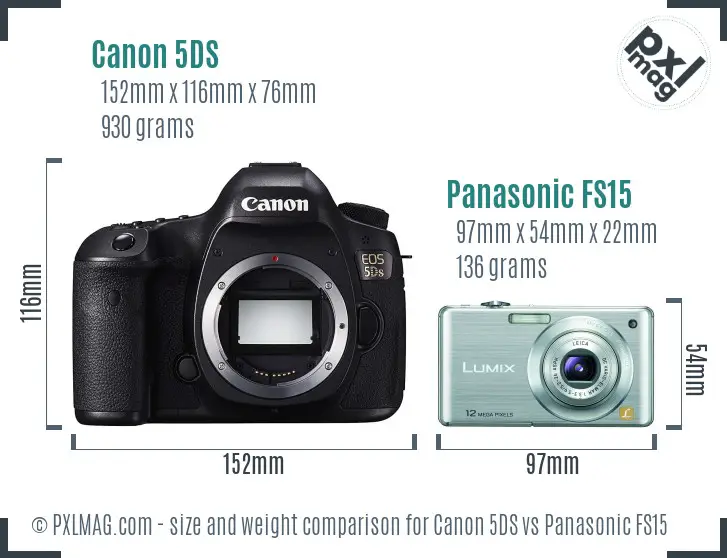 Canon 5DS vs Panasonic FS15 size comparison