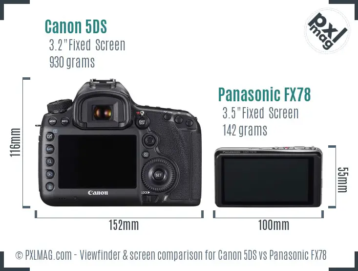 Canon 5DS vs Panasonic FX78 Screen and Viewfinder comparison