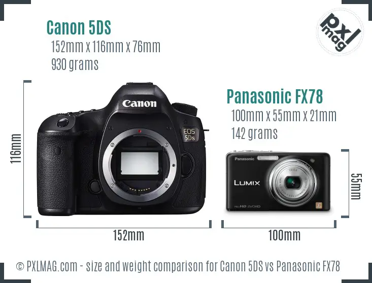 Canon 5DS vs Panasonic FX78 size comparison