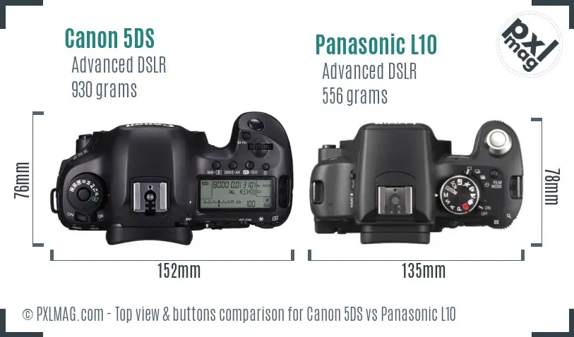 Canon 5DS vs Panasonic L10 top view buttons comparison