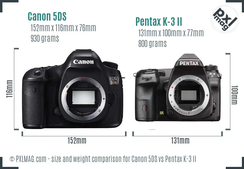 Canon 5DS vs Pentax K-3 II size comparison