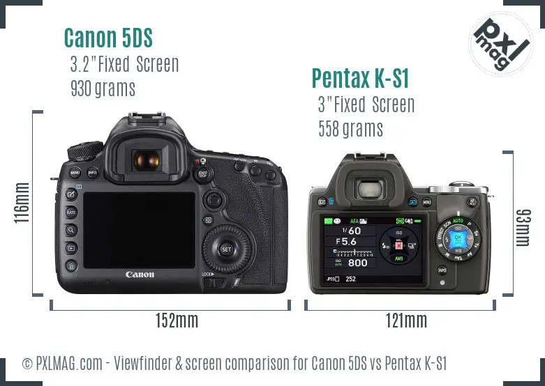 Canon 5DS vs Pentax K-S1 Screen and Viewfinder comparison