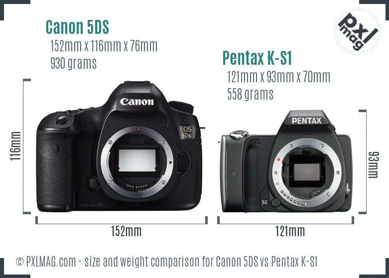 Canon 5DS vs Pentax K-S1 size comparison