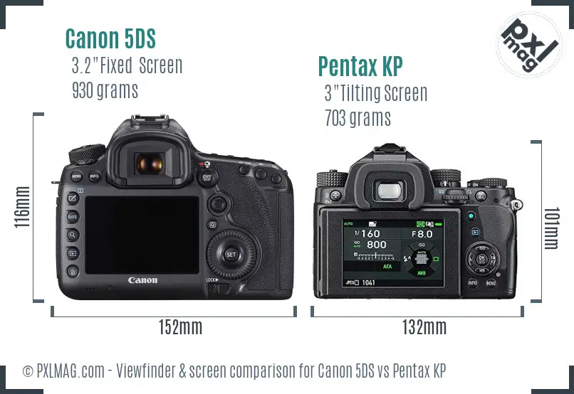 Canon 5DS vs Pentax KP Screen and Viewfinder comparison