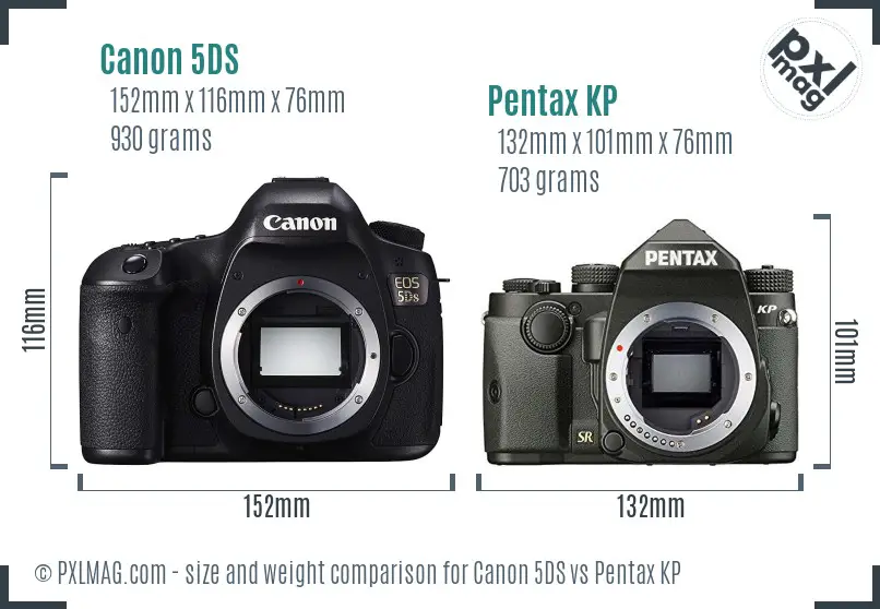 Canon 5DS vs Pentax KP size comparison