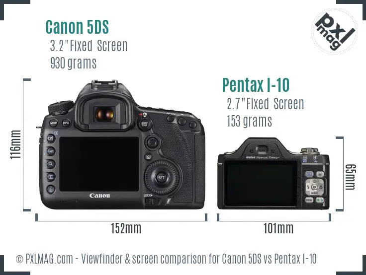 Canon 5DS vs Pentax I-10 Screen and Viewfinder comparison