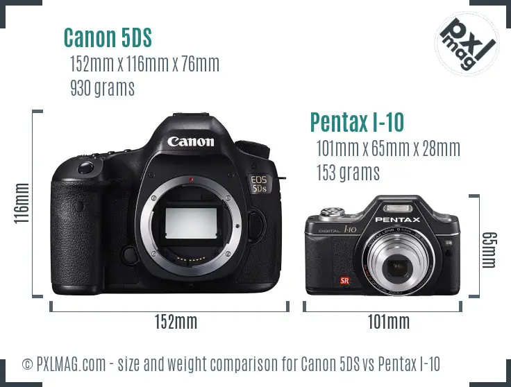 Canon 5DS vs Pentax I-10 size comparison
