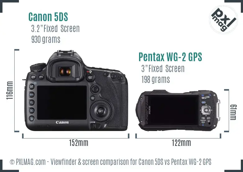 Canon 5DS vs Pentax WG-2 GPS Screen and Viewfinder comparison