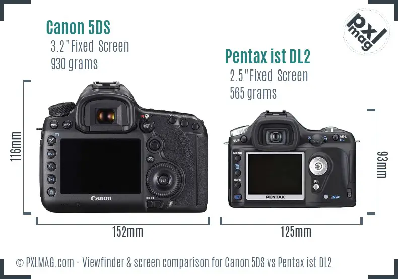 Canon 5DS vs Pentax ist DL2 Screen and Viewfinder comparison Canon 5DS vs Pentax ist DL2 Screen and Viewfinder comparison