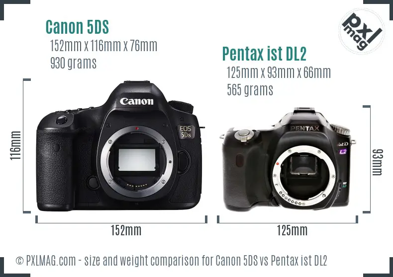 Canon 5DS vs Pentax ist DL2 size comparison Canon 5DS vs Pentax ist DL2 size comparison