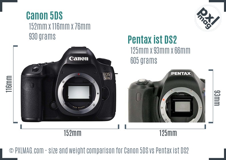 Canon 5DS vs Pentax ist DS2 size comparison