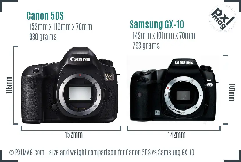 Canon 5DS vs Samsung GX-10 size comparison