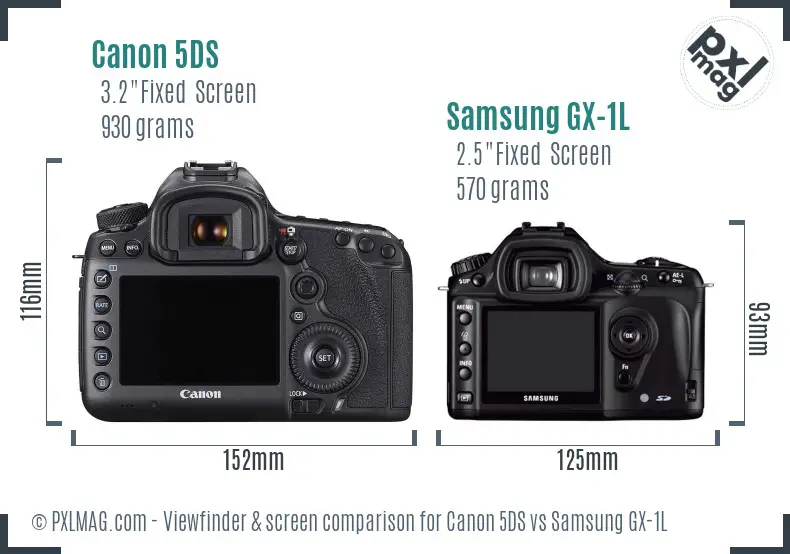 Canon 5DS vs Samsung GX-1L Screen and Viewfinder comparison