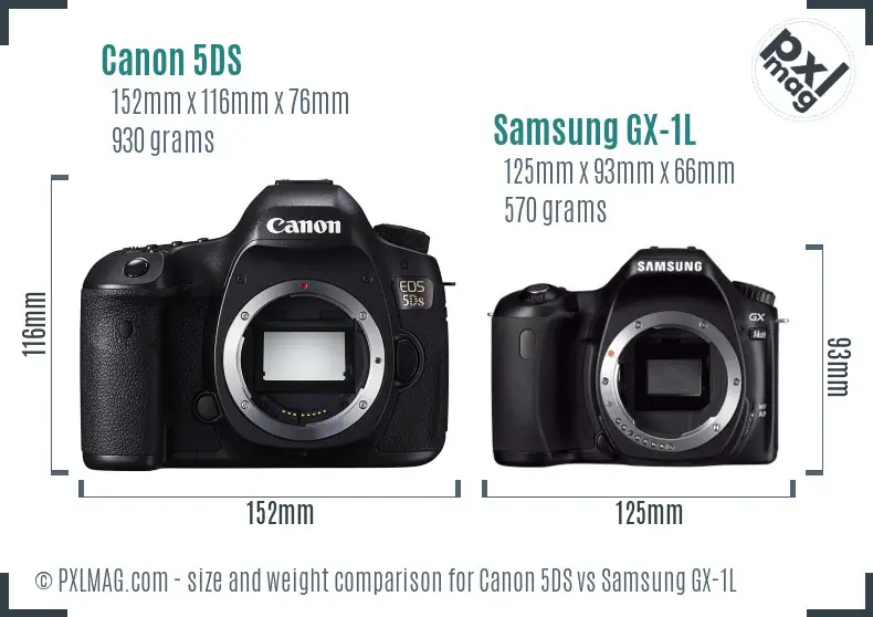 Canon 5DS vs Samsung GX-1L size comparison