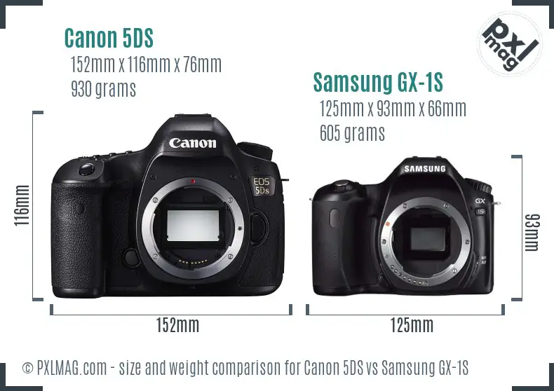 Canon 5DS vs Samsung GX-1S size comparison
