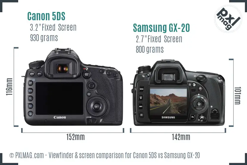 Canon 5DS vs Samsung GX-20 Screen and Viewfinder comparison