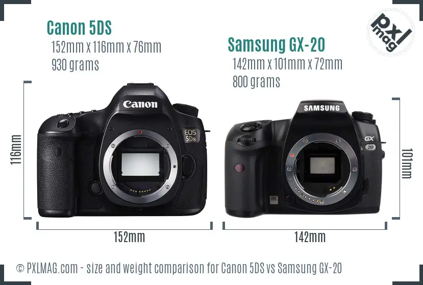 Canon 5DS vs Samsung GX-20 size comparison