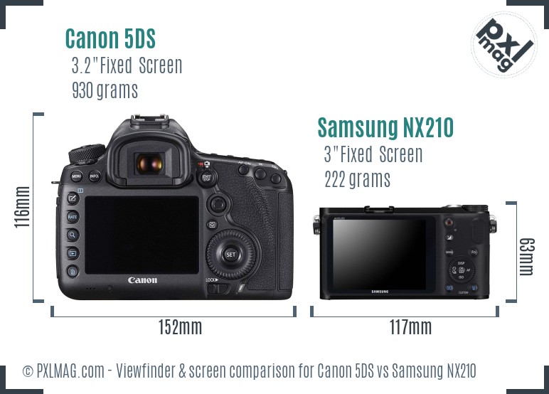 Canon 5DS vs Samsung NX210 Screen and Viewfinder comparison