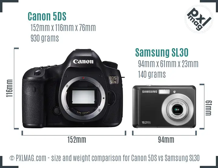Canon 5DS vs Samsung SL30 size comparison