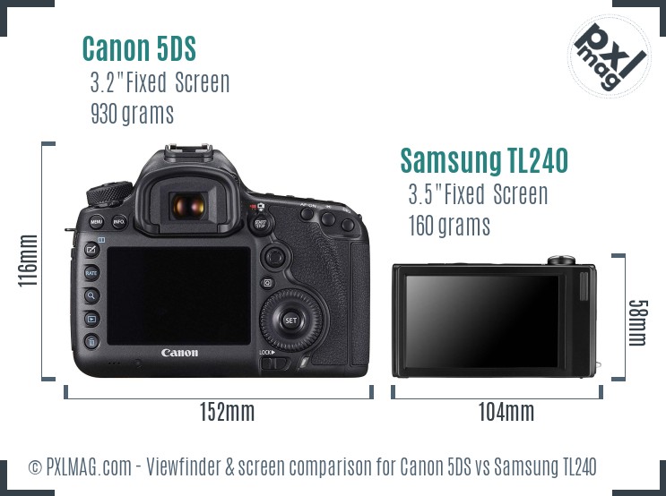 Canon 5DS vs Samsung TL240 Screen and Viewfinder comparison