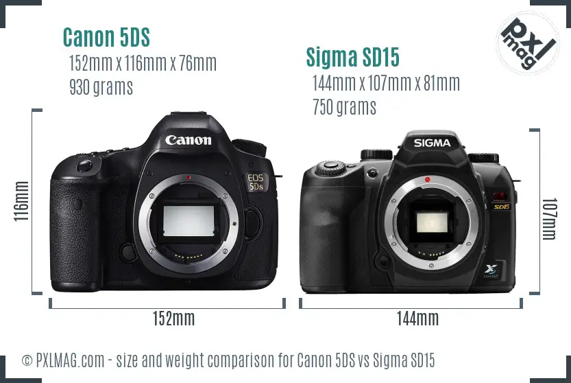 Canon 5DS vs Sigma SD15 size comparison