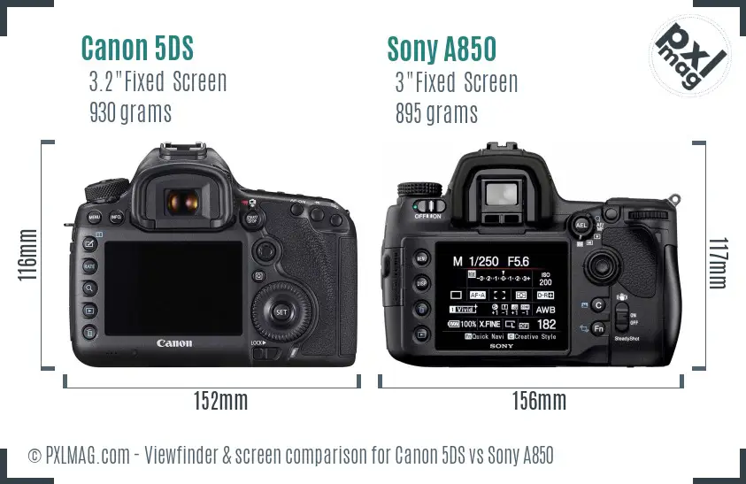 Canon 5DS vs Sony A850 Screen and Viewfinder comparison