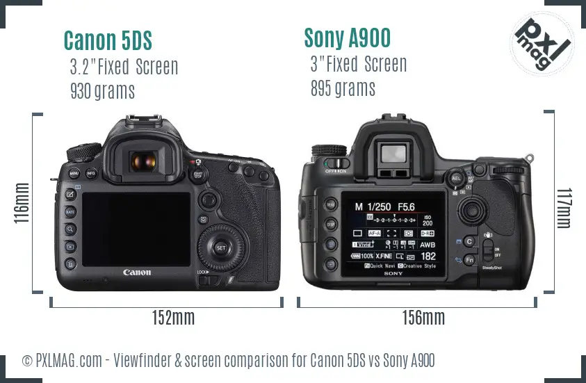 Canon 5DS vs Sony A900 Screen and Viewfinder comparison