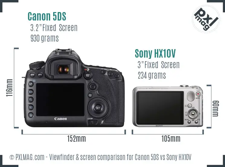 Canon 5DS vs Sony HX10V Screen and Viewfinder comparison