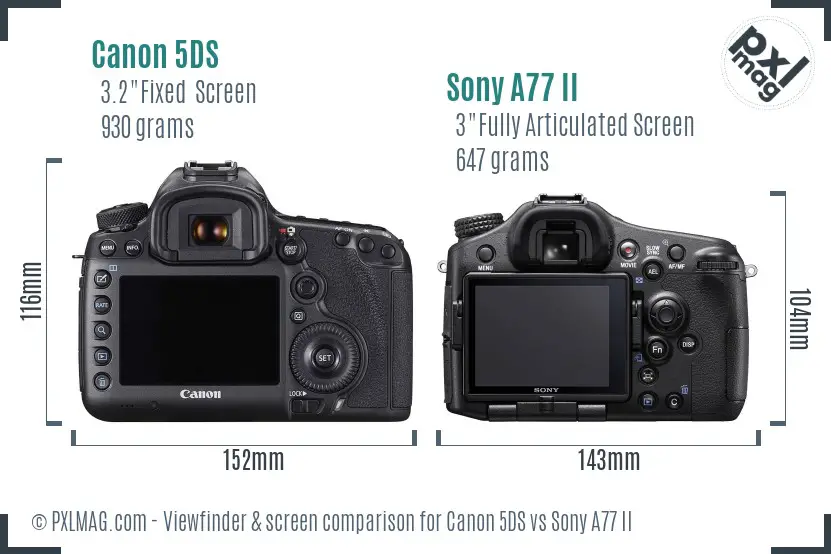 Canon 5DS vs Sony A77 II Screen and Viewfinder comparison