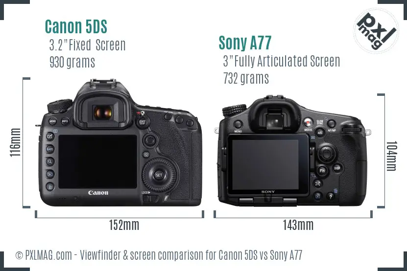 Canon 5DS vs Sony A77 Screen and Viewfinder comparison