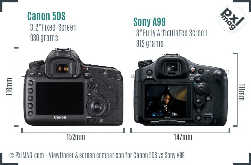 Canon 5DS vs Sony A99 Screen and Viewfinder comparison