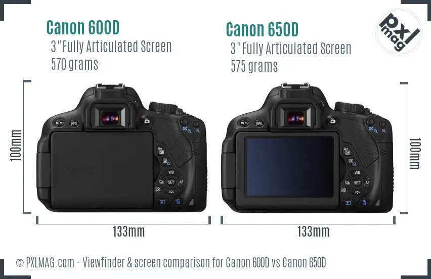 Canon 600D vs Canon 650D Screen and Viewfinder comparison
