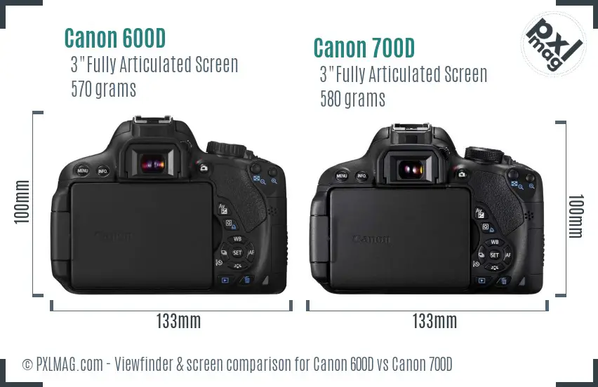 Canon 600D vs Canon 700D Screen and Viewfinder comparison