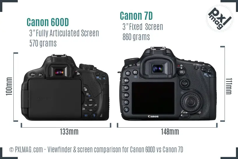 Canon 600D vs Canon 7D Screen and Viewfinder comparison