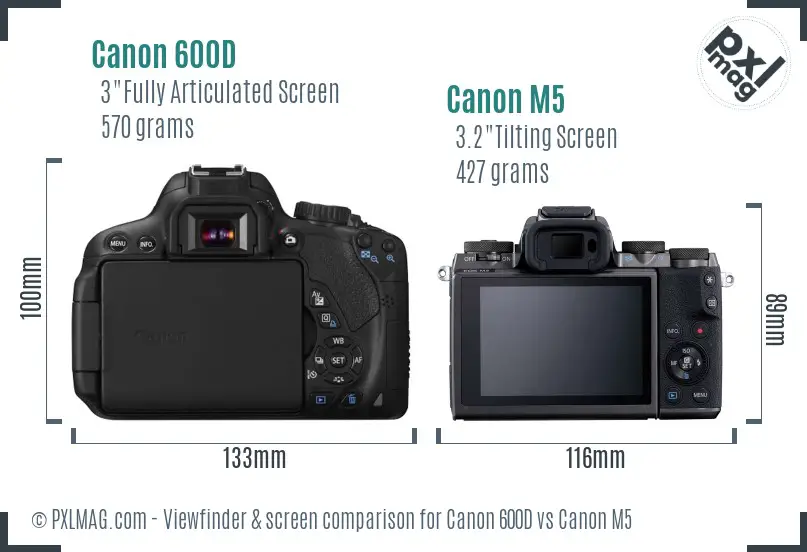 Canon 600D vs Canon M5 Screen and Viewfinder comparison Canon 600D vs Canon M5 Screen and Viewfinder comparison