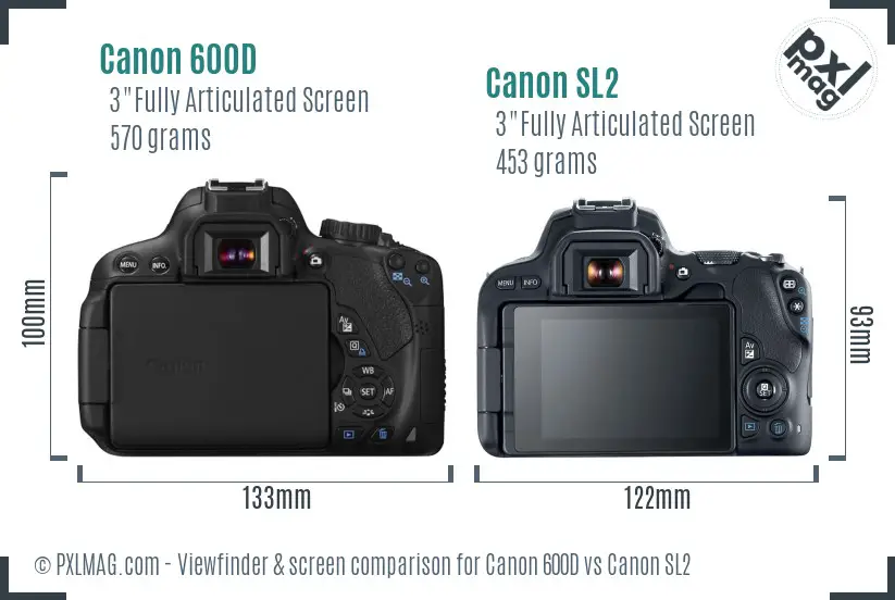 Canon 600D vs Canon SL2 Screen and Viewfinder comparison
