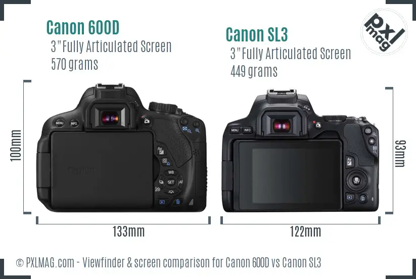 Canon 600D vs Canon SL3 Screen and Viewfinder comparison