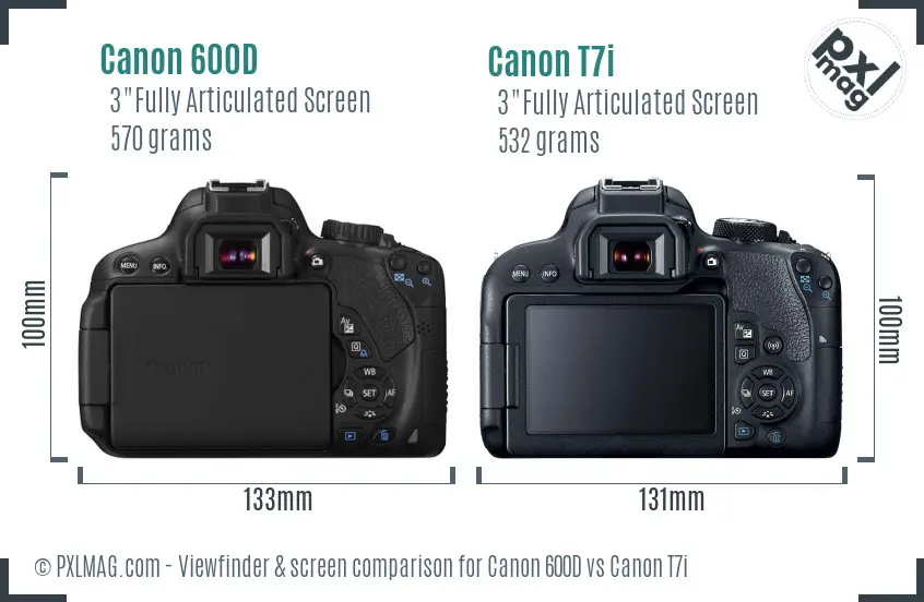 Canon 600D vs Canon T7i Screen and Viewfinder comparison