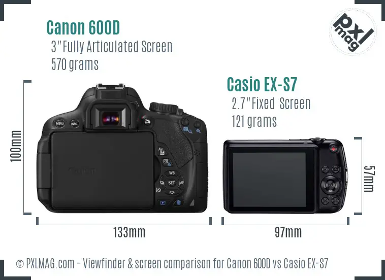 Canon 600D vs Casio EX-S7 Screen and Viewfinder comparison Canon 600D vs Casio EX-S7 Screen and Viewfinder comparison