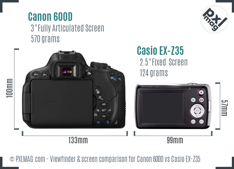 Canon 600D vs Casio EX-Z35 Screen and Viewfinder comparison