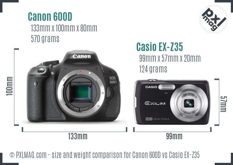 Canon 600D vs Casio EX-Z35 size comparison