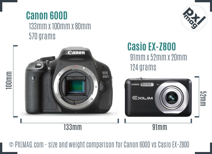 Canon 600D vs Casio EX-Z800 size comparison