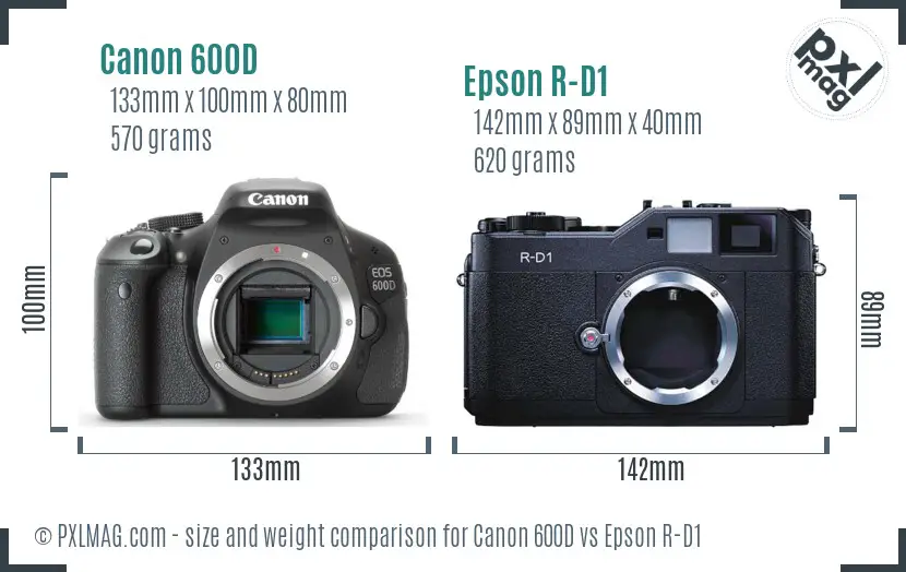 Canon 600D vs Epson R-D1 size comparison