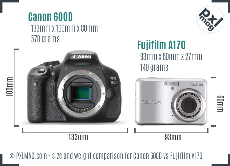 Canon 600D vs Fujifilm A170 size comparison Canon 600D vs Fujifilm A170 size comparison