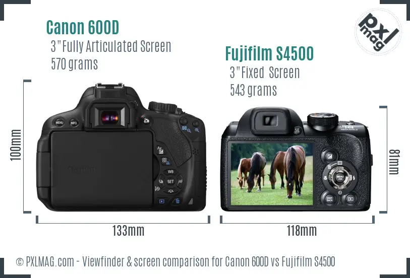 Canon 600D vs Fujifilm S4500 Screen and Viewfinder comparison