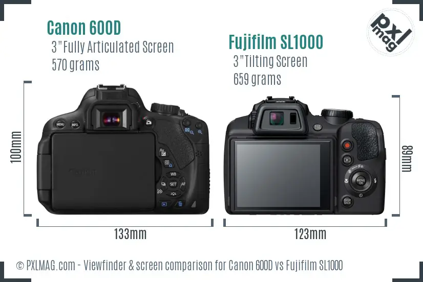 Canon 600D vs Fujifilm SL1000 Screen and Viewfinder comparison