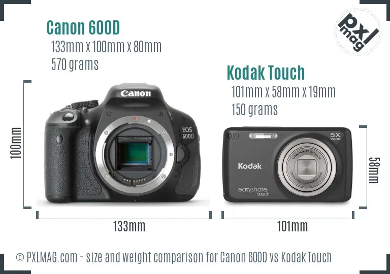 Canon 600D vs Kodak Touch size comparison