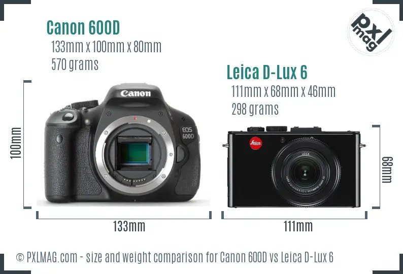 Canon 600D vs Leica D-Lux 6 size comparison Canon 600D vs Leica D-Lux 6 size comparison