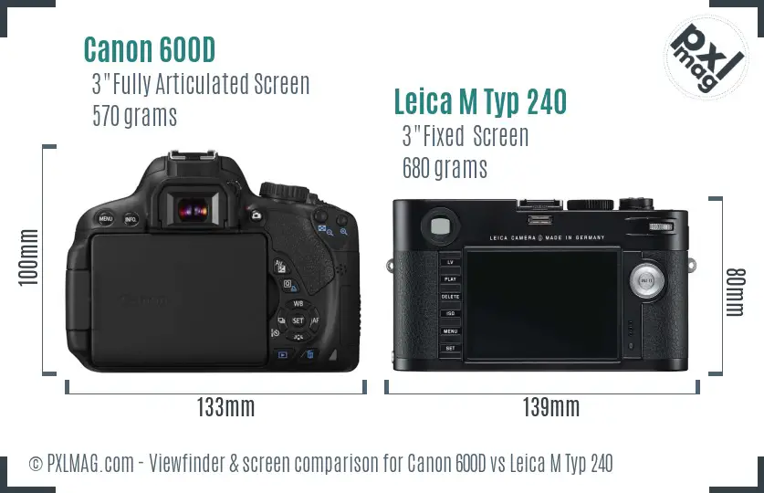 Canon 600D vs Leica M Typ 240 Screen and Viewfinder comparison