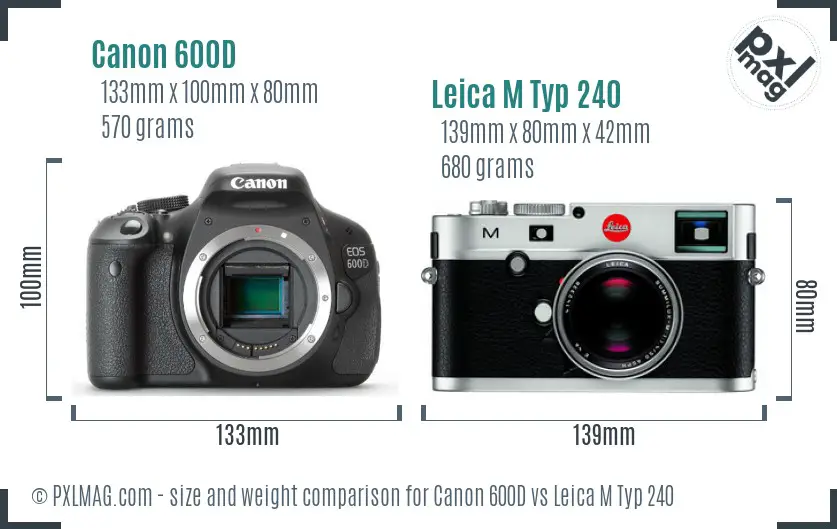 Canon 600D vs Leica M Typ 240 size comparison